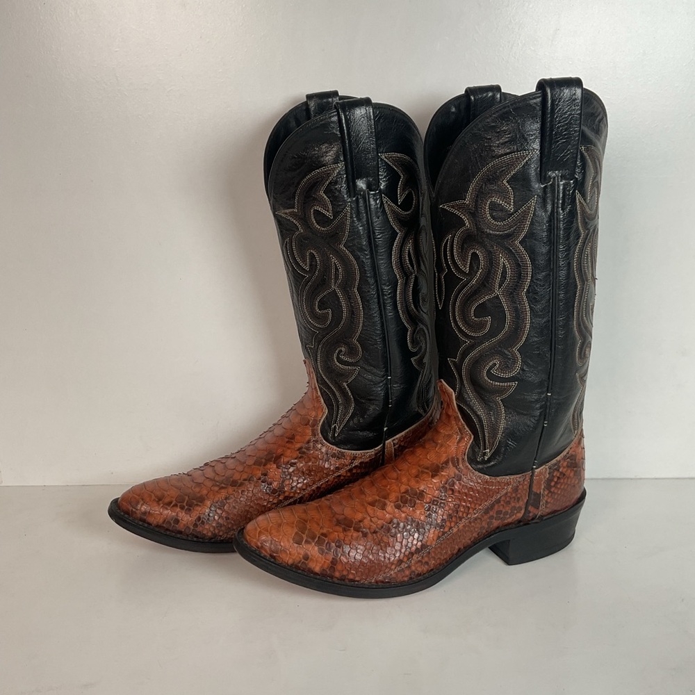 Dan Post Rust Brown Python Snakeskin Cowboy Boots… - image 1
